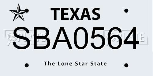 SBA0564 Texas License Plate