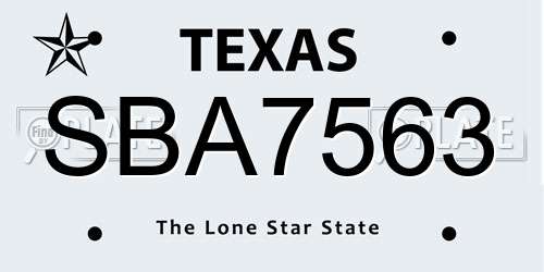 SBA7563 Texas License Plate