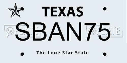 SBAN75 Texas License Plate
