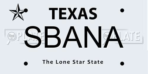 SBANA Texas License Plate