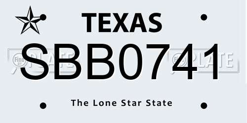 SBB0741 Texas License Plate