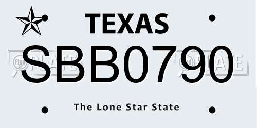 SBB0790 Texas License Plate