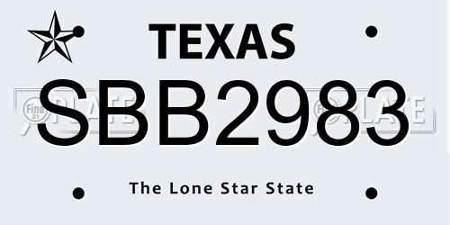 SBB2983 Texas License Plate