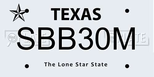 SBB30M Texas License Plate