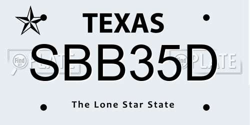 SBB35D Texas License Plate