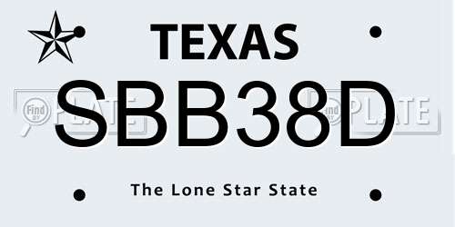 SBB38D Texas License Plate