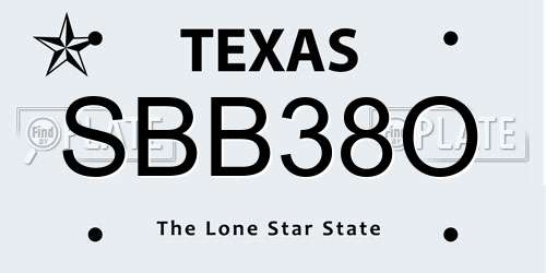 SBB38O Texas License Plate