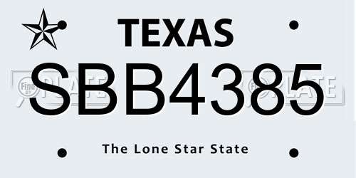 SBB4385 Texas License Plate