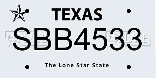 SBB4533 Texas License Plate