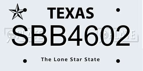 SBB4602 Texas License Plate