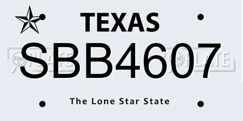 SBB4607 Texas License Plate