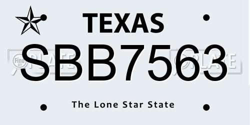 SBB7563 Texas License Plate
