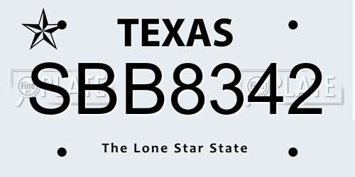 SBB8342 Texas License Plate