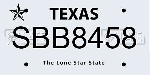 SBB8458 Texas License Plate