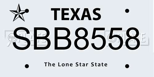 SBB8558 Texas License Plate