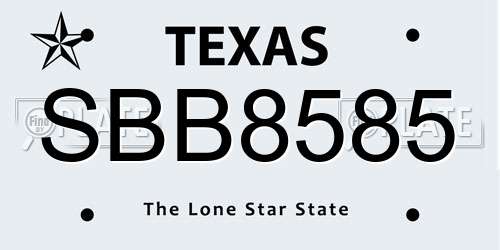 SBB8585 Texas License Plate