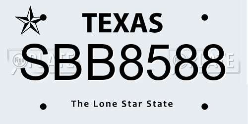 SBB8588 Texas License Plate