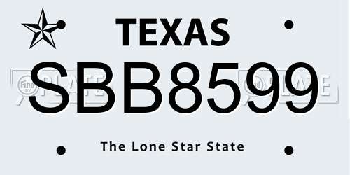 SBB8599 Texas License Plate