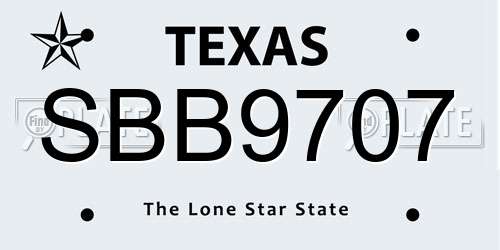SBB9707 Texas License Plate