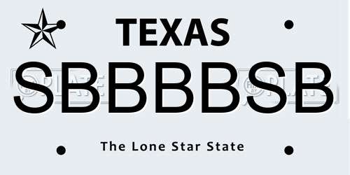 SBBBBSB Texas License Plate
