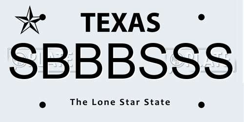SBBBSSS Texas License Plate