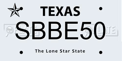 SBBE50 Texas License Plate