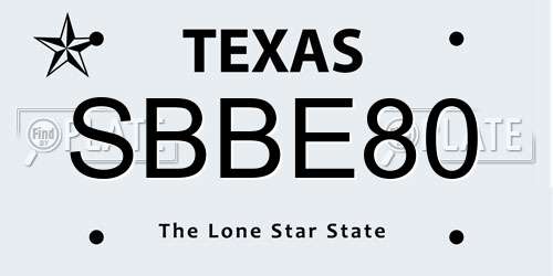 SBBE80 Texas License Plate