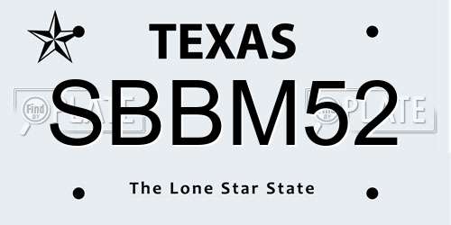 SBBM52 Texas License Plate