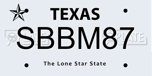 SBBM87 Texas License Plate