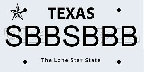 SBBSBBB Texas License Plate