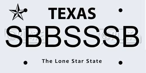 SBBSSSB Texas License Plate