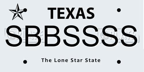 SBBSSSS Texas License Plate