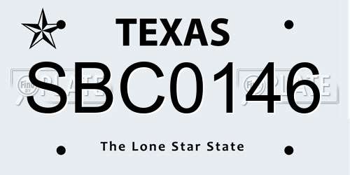 SBC0146 Texas License Plate