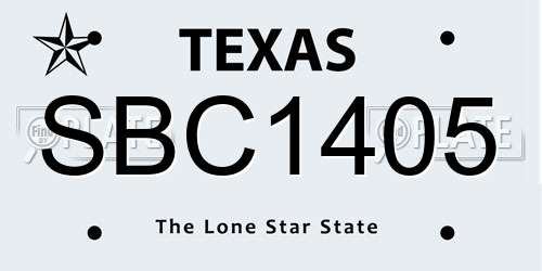 SBC1405 Texas License Plate