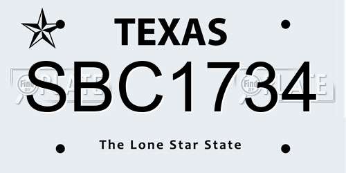 SBC1734 Texas License Plate