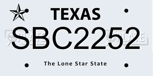 SBC2252 Texas License Plate
