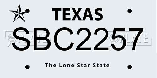 SBC2257 Texas License Plate