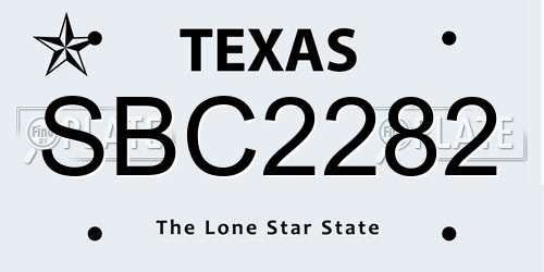 SBC2282 Texas License Plate
