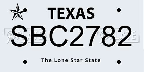 SBC2782 Texas License Plate