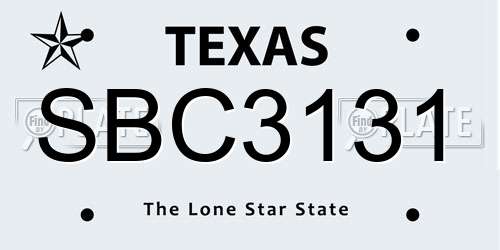 SBC3131 Texas License Plate