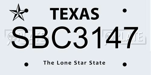 SBC3147 Texas License Plate
