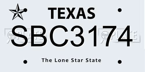 SBC3174 Texas License Plate