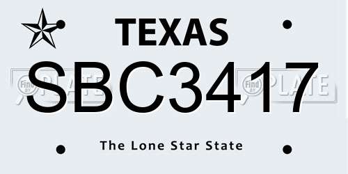 SBC3417 Texas License Plate