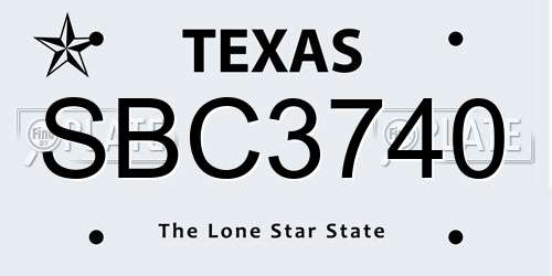 SBC3740 Texas License Plate