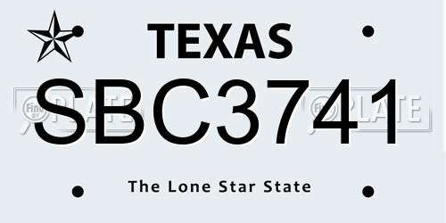 SBC3741 Texas License Plate