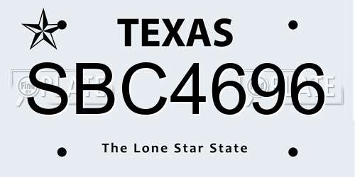 SBC4696 Texas License Plate