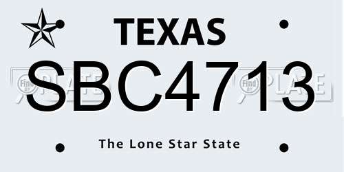 SBC4713 Texas License Plate
