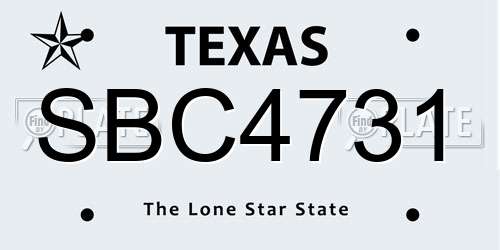 SBC4731 Texas License Plate