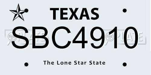 SBC4910 Texas License Plate