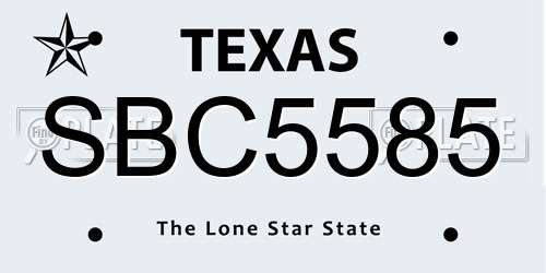 SBC5585 Texas License Plate